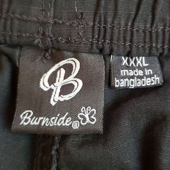 BURNSIDE Black Athletic Cotton Stretch Swim Elastic Draw String Waist Short XXXL - Picture 7 of 8